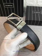 AAA Replica Ermenegildo Zegna Black Leather Belt Price - SS Buckle